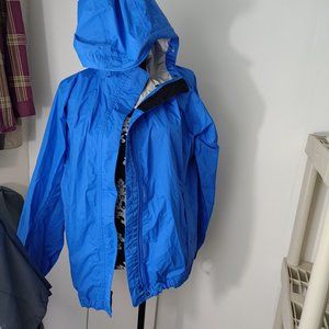Vintage L.L Bean Full Zip Blue Hooded Nylon Windbreaker Rain Jacket  Sz L 14-16